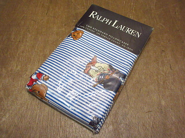 ビンテージ○DEADSTOCK RALPH LAURENポロベアピローケース2点セット