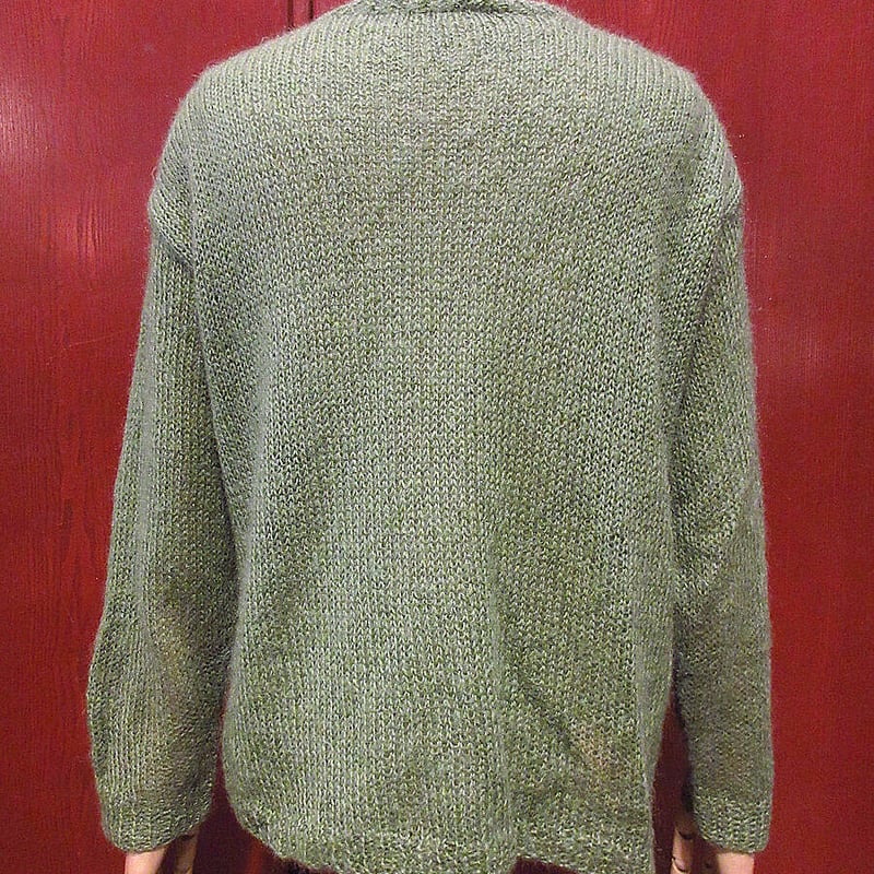 ビンテージ-70's○レディースモヘアカーディガン黄緑○221028s5 ビンテージ-70's○レディースモヘアカーディガン黄緑○221028s5