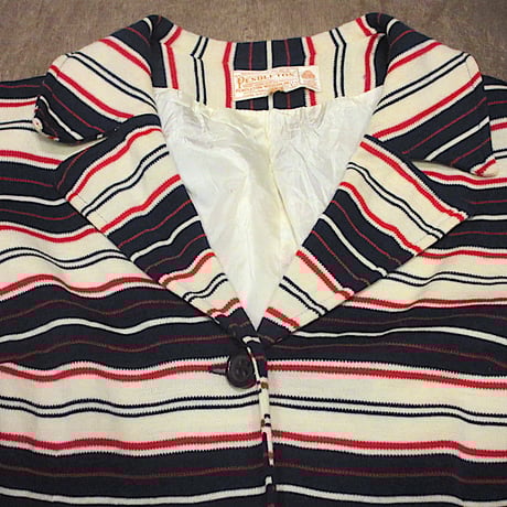 ビンテージ60’s70's●PENDLETONレディースボーダーウール3Bテーラードジャケットsize 16●250321z3-w-jk-tlペンドルトンブレザー古着