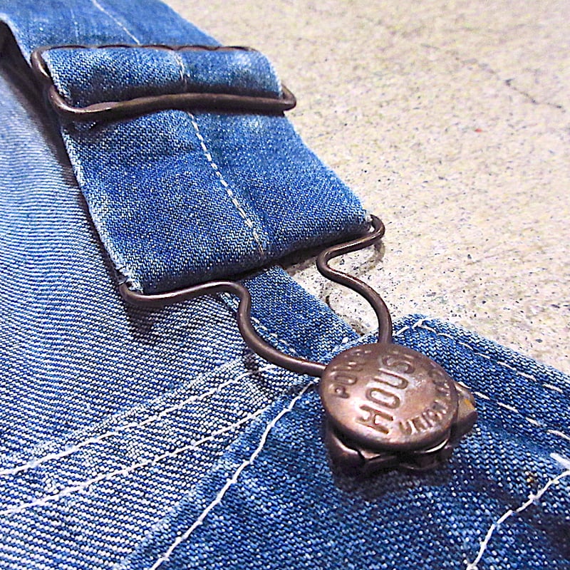 ビンテージ40's50's○POWR HOUSEデニムオーバーオール実寸W84cm○25081