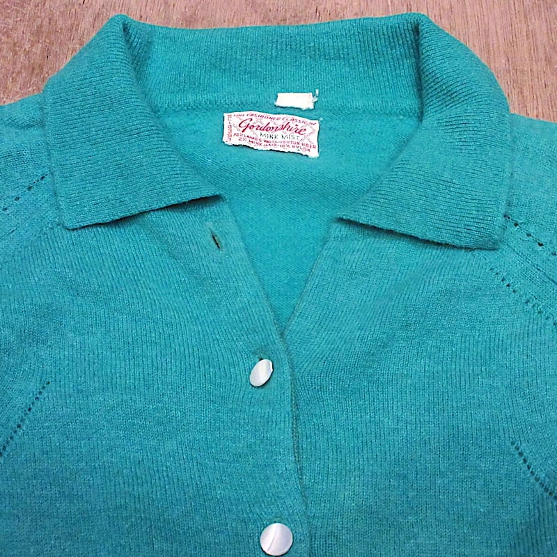 ビンテージ50's60's○Gordonshireレディース襟付きウールカーディガン