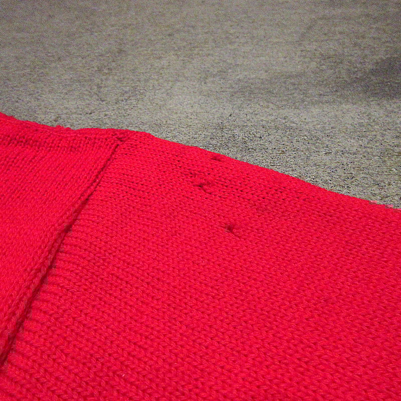 ビンテージ40's○IMPERIALライン入りボートネックウールセーター赤size