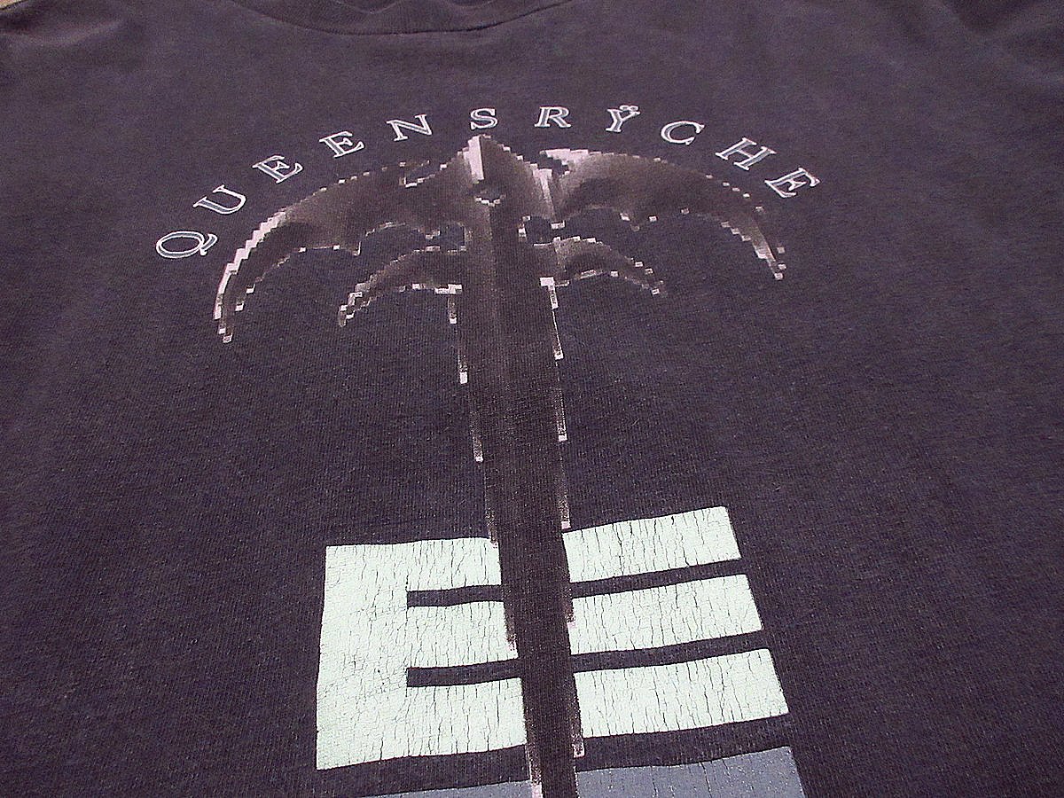 ビンテージ90's○QUEENSRYCHE 1991年ツアーTシャツ黒size L○24080