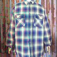 ビンテージ90’s●TOWNCRAFT裏地キルティングコットンチェックフランネルシャツsize L●250302k1-m-lssh-nl 1990sタウンクラフトメンズ古着
