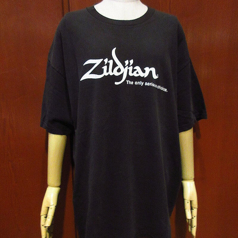 ビンテージ90's○ZildjianプリントTシャツ黒size XL○230418j3