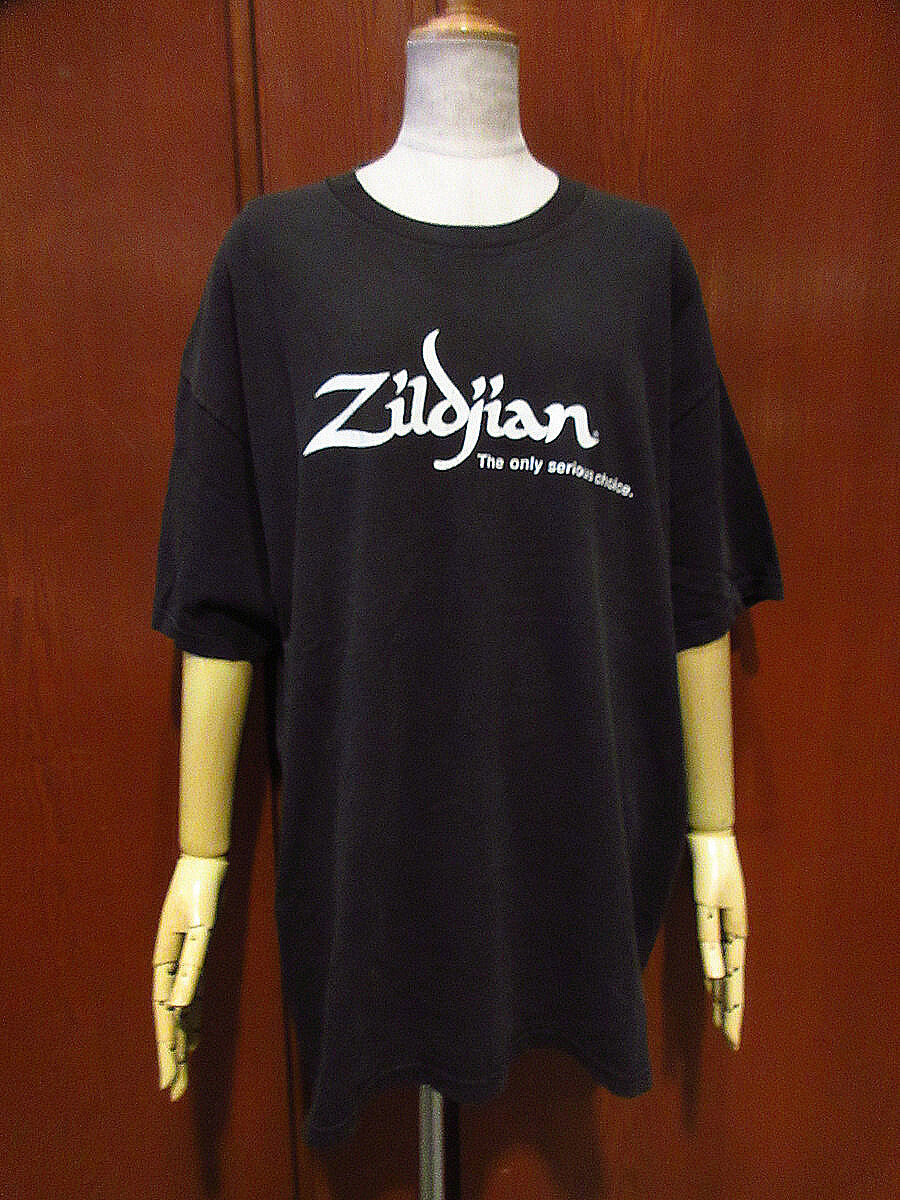 ビンテージ90's○ZildjianプリントTシャツ黒size XL○230418j3