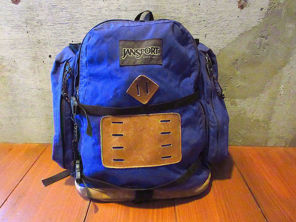 JANSPORTリュック ビンテージ ビンテージ70's80's○JANSPORTボトムレザーナイロンバックパック