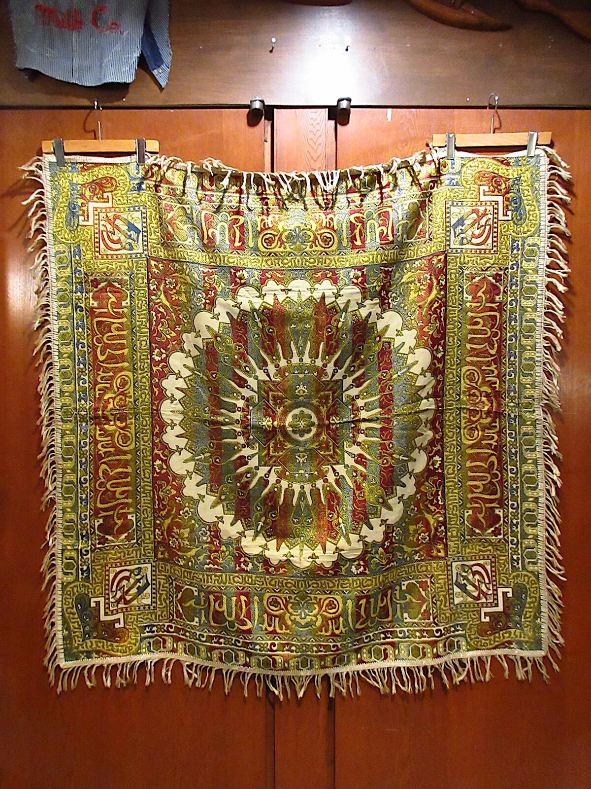 ビンテージラグ ビンテージ○オリエンタル刺繍ラグ 約129cm×約131cm○220531i8-rug