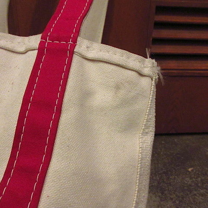 ビンテージ80's○L.L.Beanジッパー付きロングハンドルトートバッグ赤
