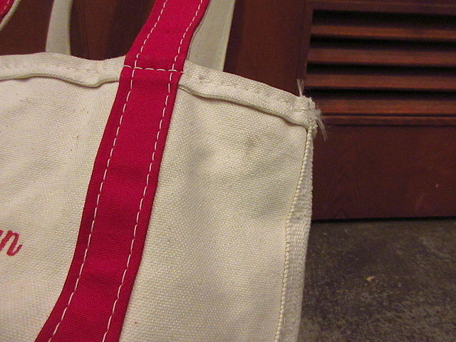 ビンテージ80's○L.L.Beanジッパー付きロングハンドルトートバッグ赤