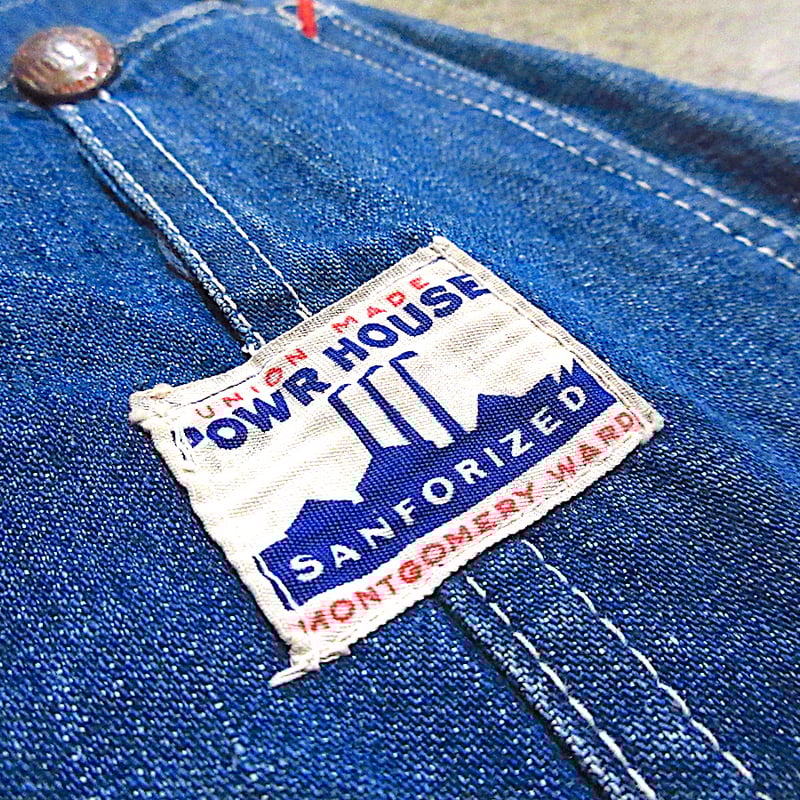 POWR HOUSE オーバーオール 50's POWR HOUSE パワーハウス デニム オーバーオール 工場タグ