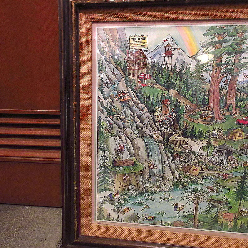 ビンテージ80's○GARY PATTERSONアウトドアアート額付きポスター