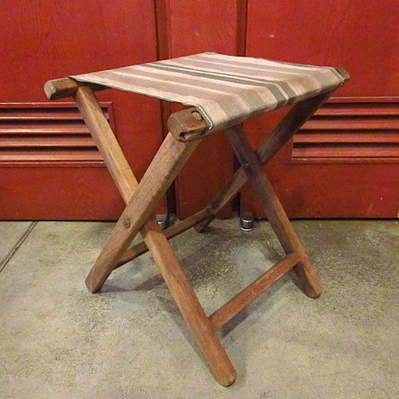 ビンテージ~60's○ストライプアウトドアフォールディングチェア