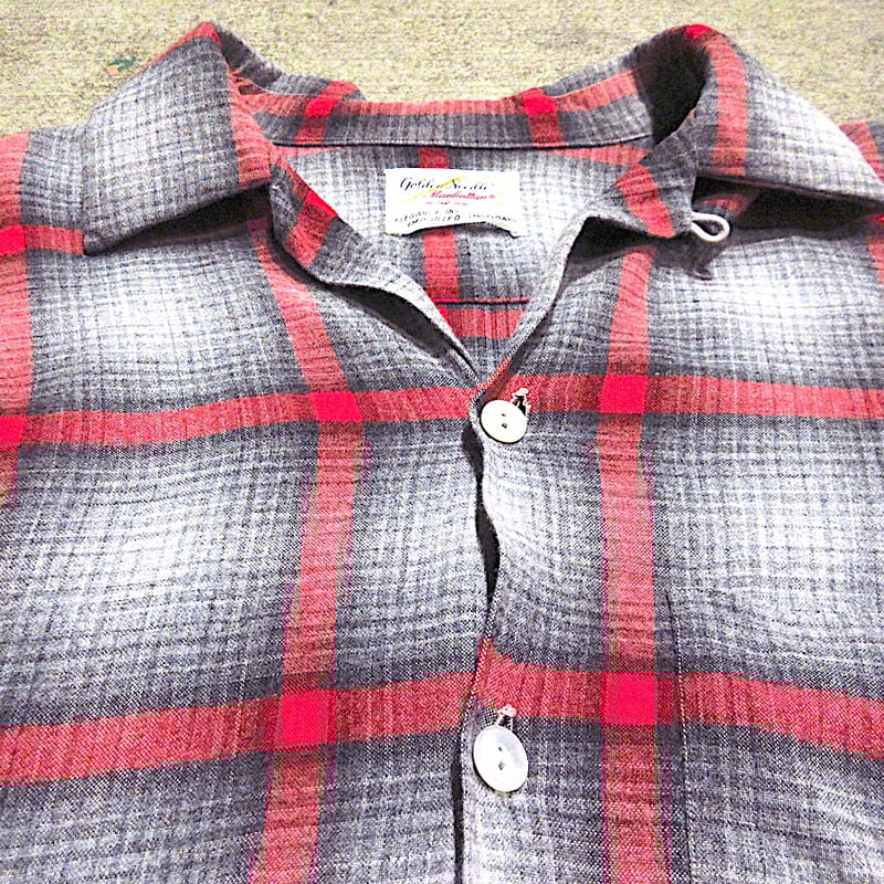 ビンテージ60's○Golden Needle Manhattanオンブレチェックレーヨン長袖