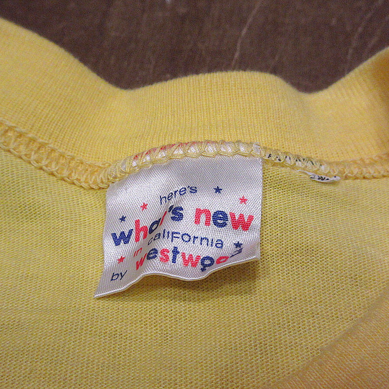 ビンテージ70's○WINGSロゴ両面プリントTシャツ黄○220612i1-m