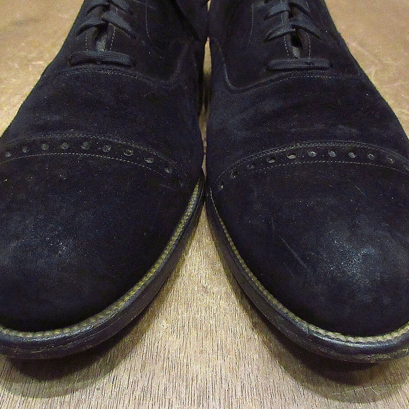 ビンテージ50's○FLORSHEIMキャップトゥスウェードシューズ黒size 10 1