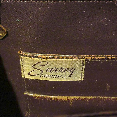 ビンテージ●Surrey型押しレザーハンドバッグ茶●250303j4-bag-hnd古着小物パーティー