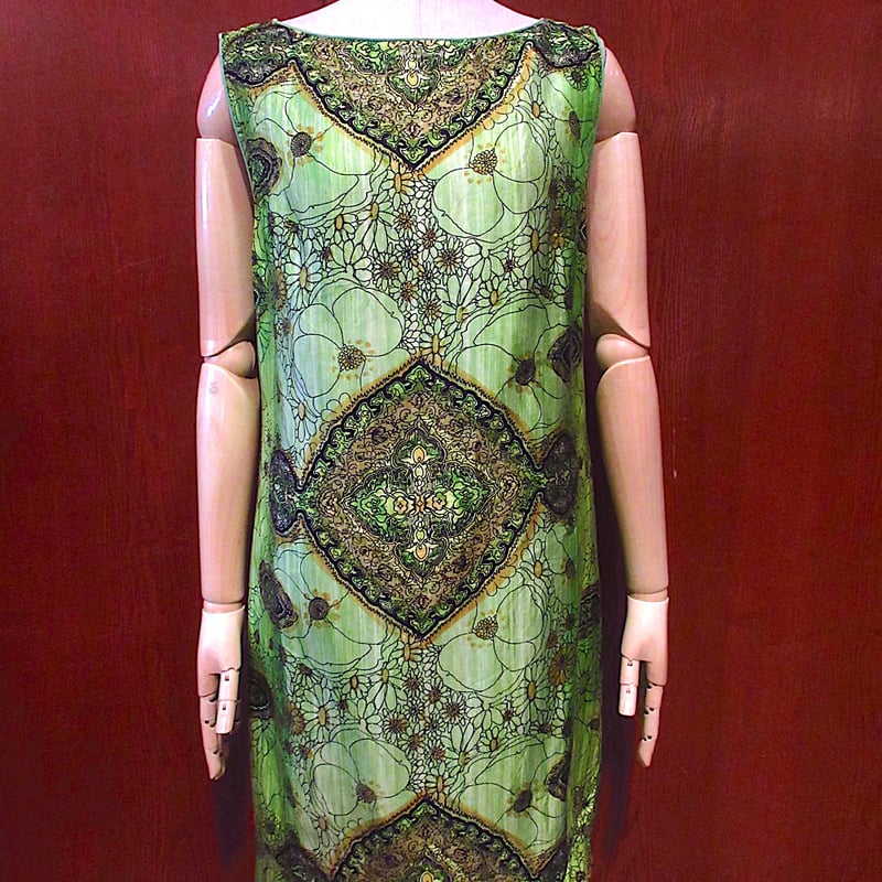 ビンテージ60's70's○DYNASTY花柄シルクノースリーブワンピース ビンテージ60's70's○DYNASTY花柄シルクノースリーブワンピース