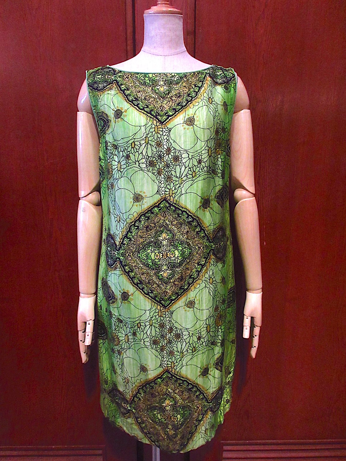ビンテージ60's70's○DYNASTY花柄シルクノースリーブワンピース ビンテージ60's70's○DYNASTY花柄シルクノースリーブワンピース
