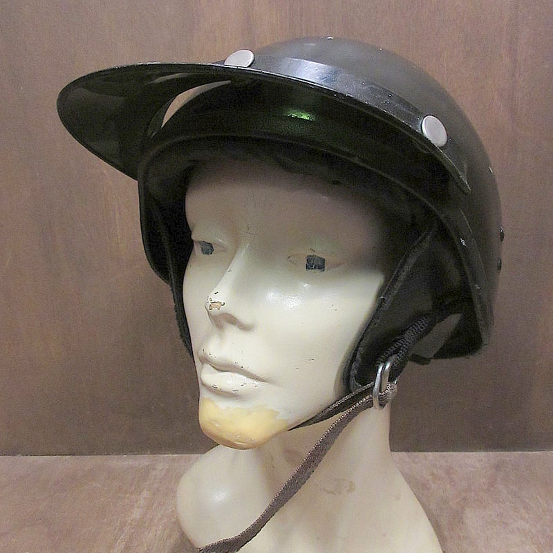 ビンテージ60's○バイザー付きハーフヘルメット黒size L