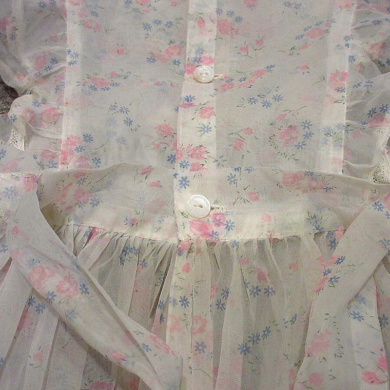 ビンテージ~40's○レディース花柄シースルーエプロン○210512s1 ビンテージ~40's○レディース花柄シースルーエプロン○210512s1