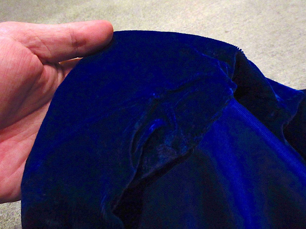 ビンテージ~40's○レディースベロアボレロ青○250614m6-w-cdgトップス