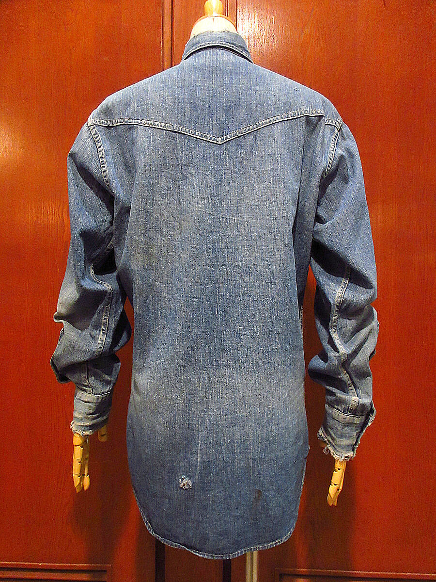 ビンテージ50's○Levi'sショートホーンデニムウエスタンシャツ