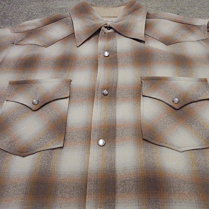 ビンテージ70's○PENDLETONシャドーチェックウールウエスタンシャツ
