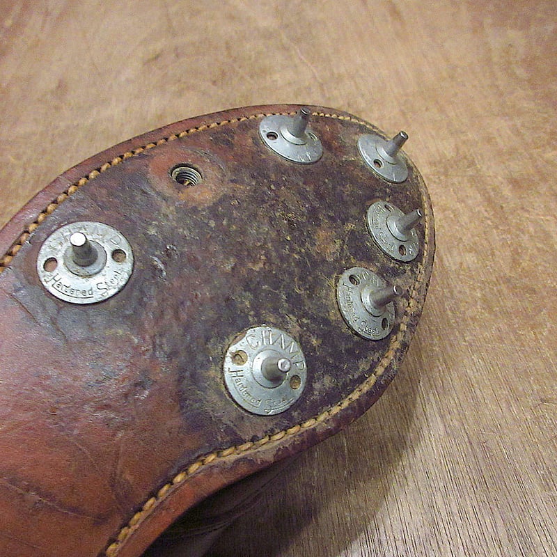 ビンテージ40's50's○シューキルト付きレザーUチップゴルフシューズ茶