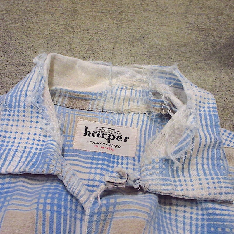 50s 60s コットン チェックシャツ プリントネル レーヨン