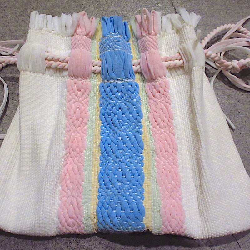 ビンテージ~50's○編み込み巾着バッグ○260306z2-bag-otパステルカラー