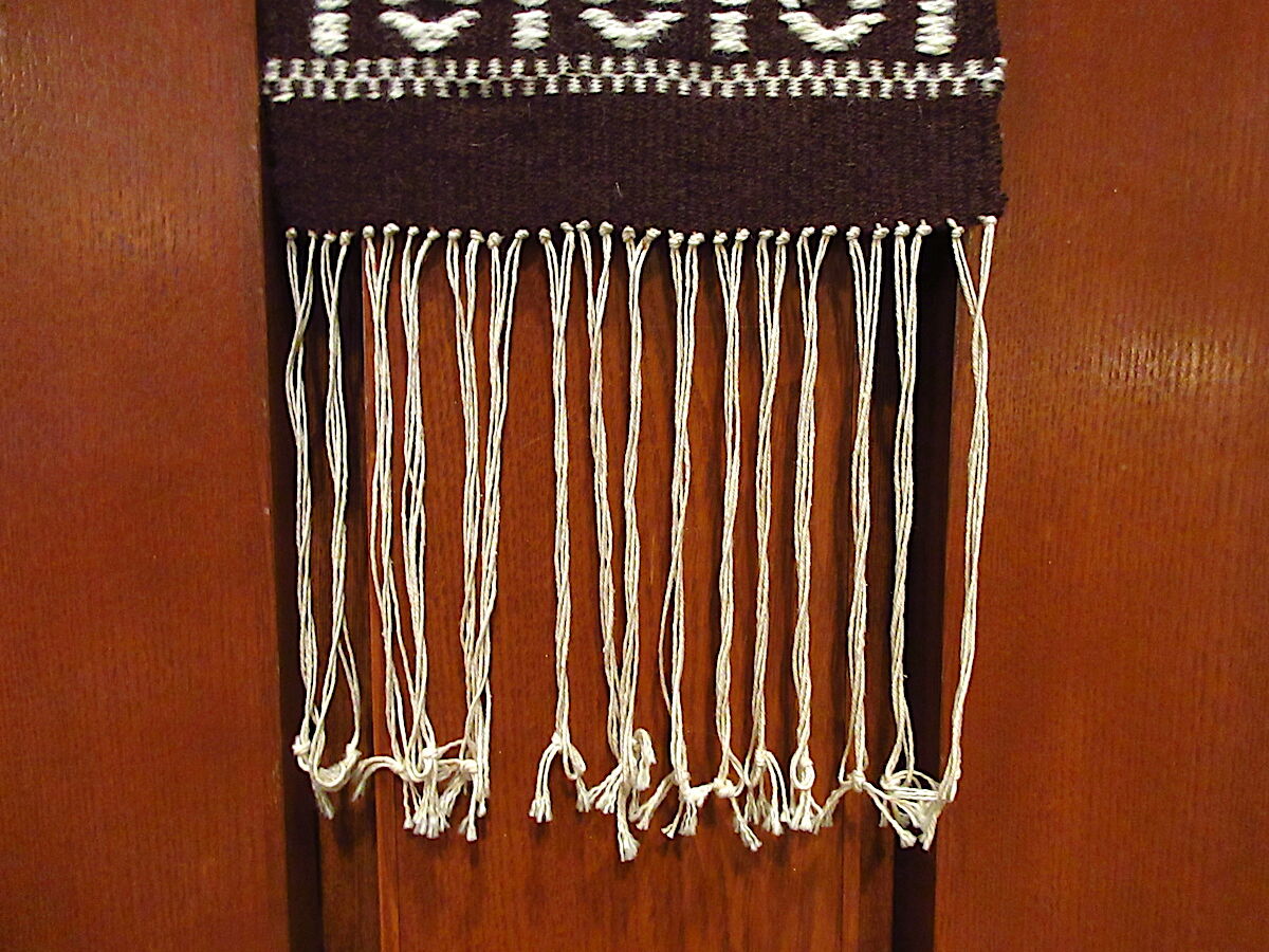 ヴィンテージラグ ウール製 ビンテージ○ネイティブウールラグ茶約42cm×約19cm○220622c3-rug