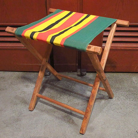 ビンテージ●ストライプアウトドアフォールディングチェアA●230116i7-chr 椅子ウッド木製折りたたみ式