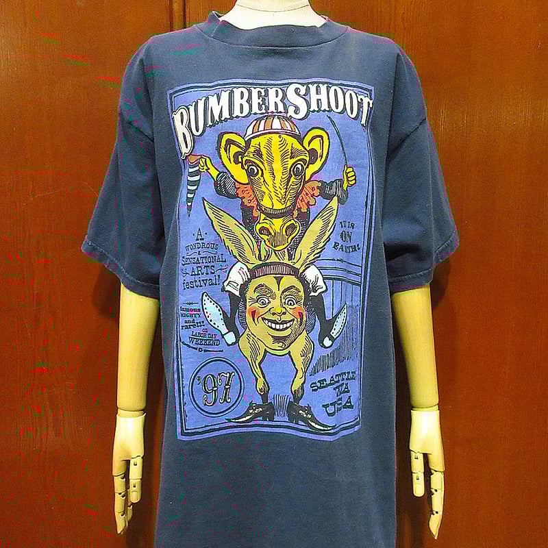 ビンテージ90's○BUMBERSHOOT '97プリントTシャツ青size XL ビンテージ90's○BUMBERSHOOT '97プリントTシャツ青size XL