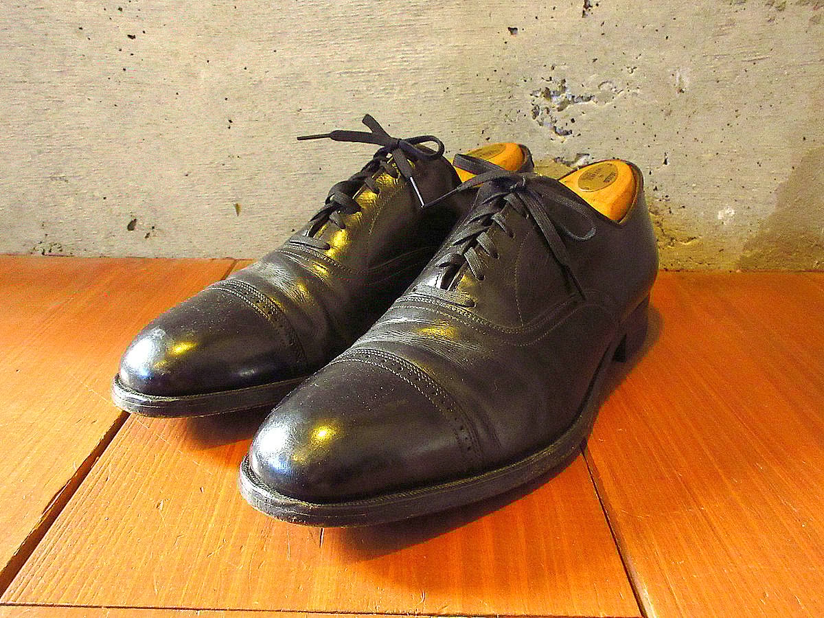50s 60s BOSTONIAN レザーシューズ　革靴　vintage ドレス ビンテージ40's50's○BOSTONIANストレートチップシューズ黒size 9○2402