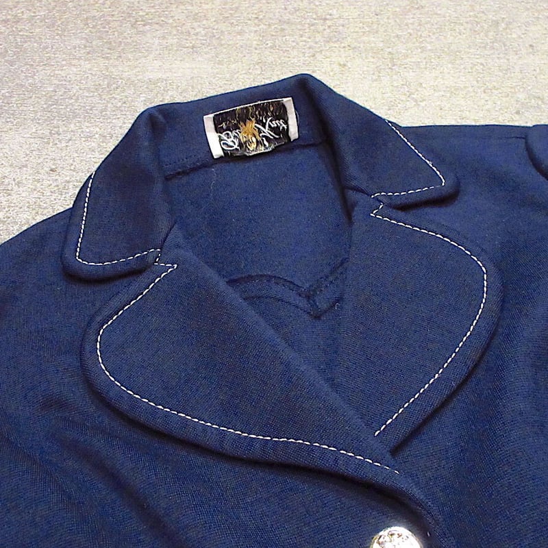70s ビンテージダークネイビー開襟ポリシャツジャケット VINTAGE