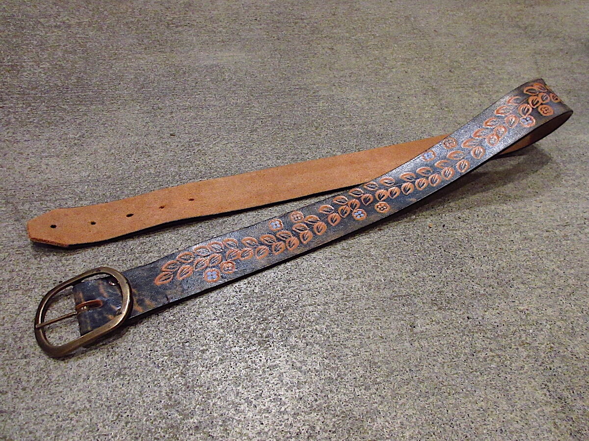ビンテージ70's○Levi's型押しレザーベルト黒size 38○220610c3 ビンテージ70's○Levi's型押しレザーベルト黒size 38○220610c3
