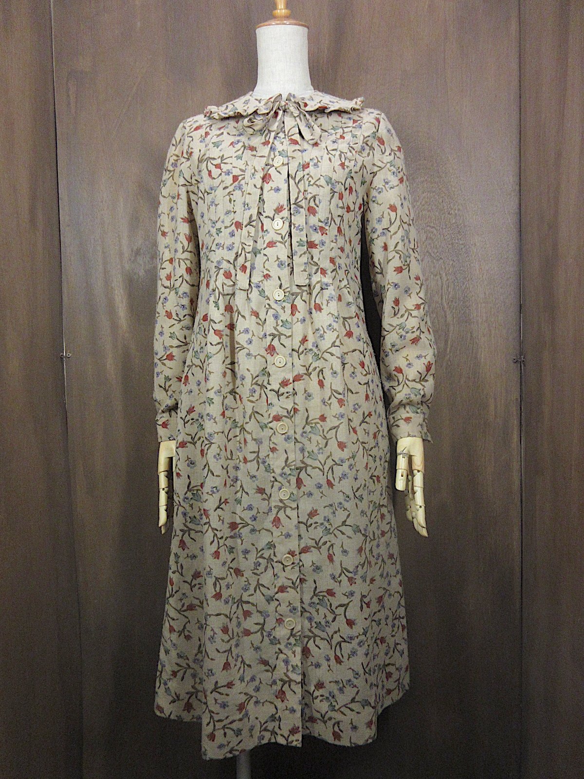 vintage 花柄　長袖　ロングワンピース　ドレス　ヴィンテージ　古着 0207_1-G.jpg