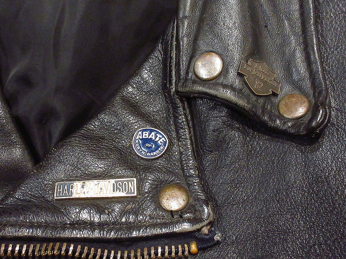 ビンテージ70's○レザーダブルライダースジャケット黒size 46 ビンテージ70's○レザーダブルライダースジャケット黒size 46