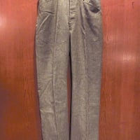 ビンテージ50's○ボタンフライストライプウールスラックス黒 W80cm