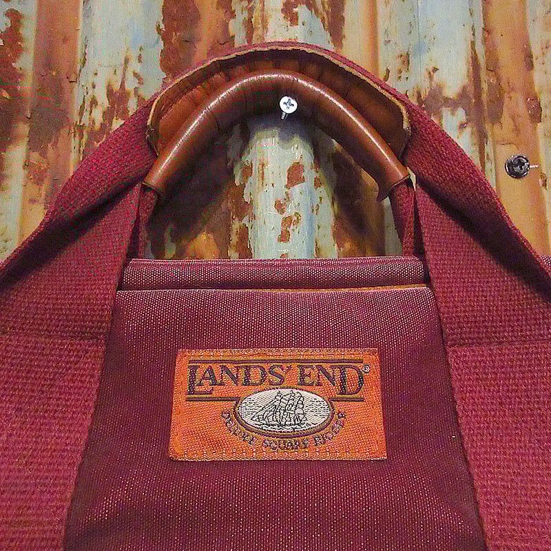 ビンテージ90's○LANDS'ENDナイロンハンドバッグ バーガンディ