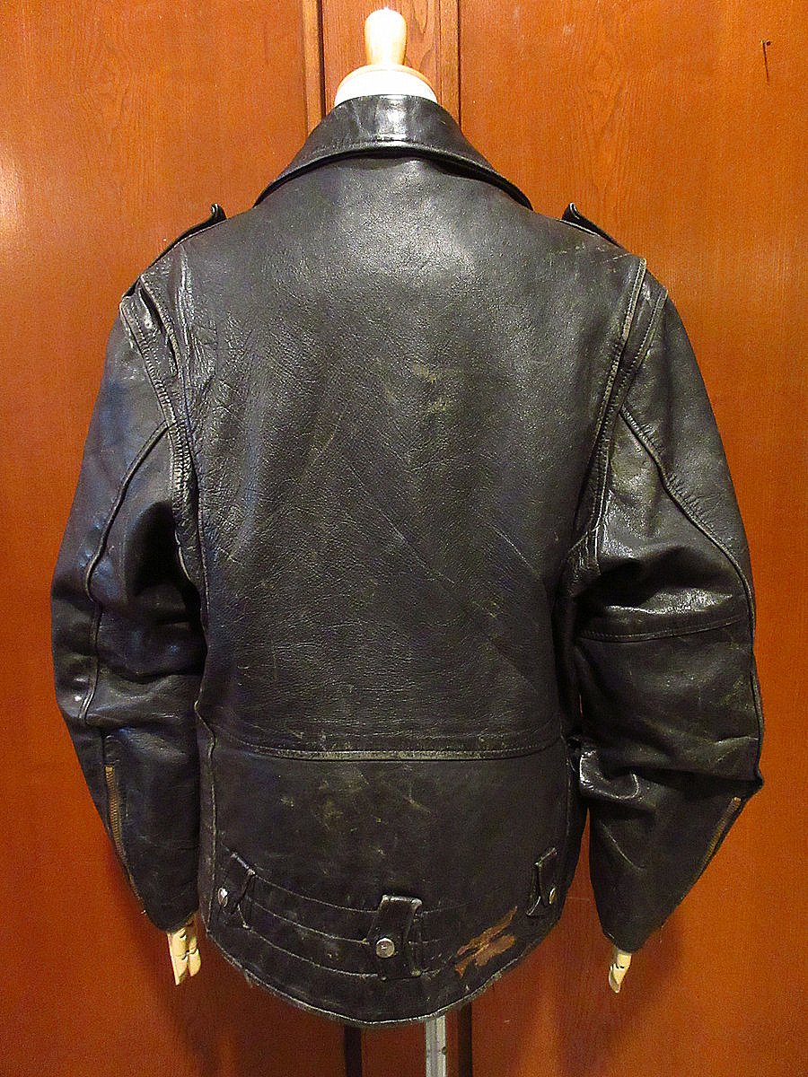 ビンテージ70's○レザーダブルライダースジャケット黒size 46 ビンテージ70's○レザーダブルライダースジャケット黒size 46
