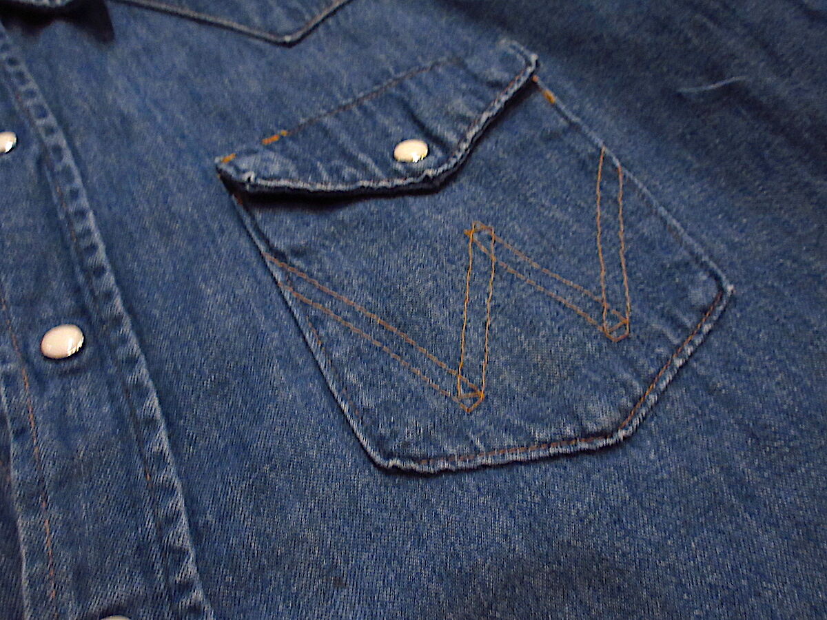 ビンテージ60's○Wrangler 27MWデニムウエスタンシャツsize 16 1/2-3