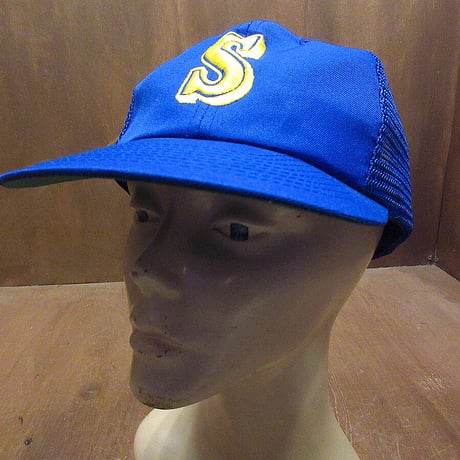 ビンテージ80’s90’s●DEADSTOCKシアトル・マリナーズ スナップバックメッシュキャップ青●211103k3-m-cp-bbメンズ帽子野球帽MLB