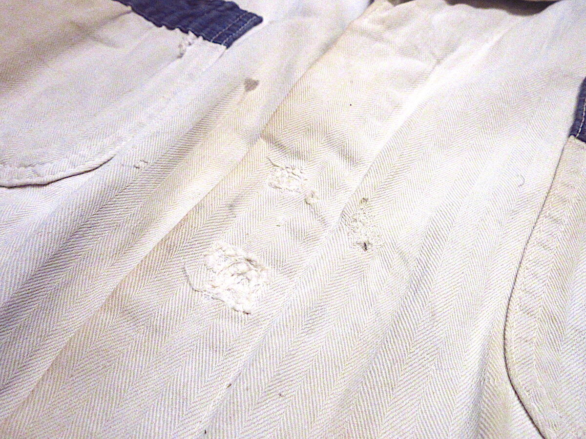 ビンテージ50's○UNIVERSAL CHICAGOヘリンボーンショップコート生成り