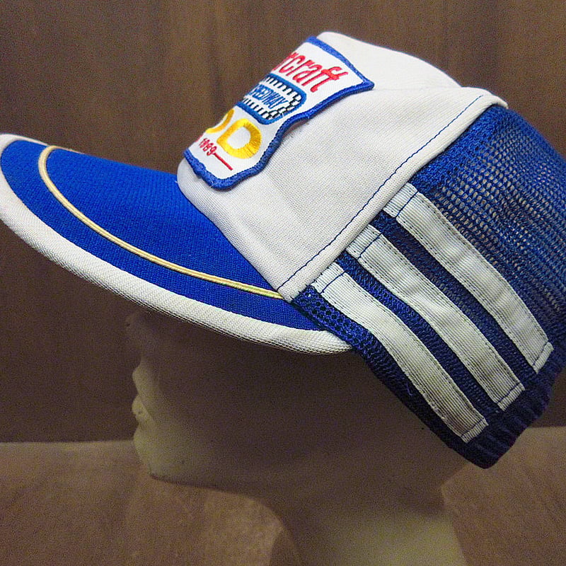 ビンテージ80's○Motorcraftスナップバックメッシュキャップ白