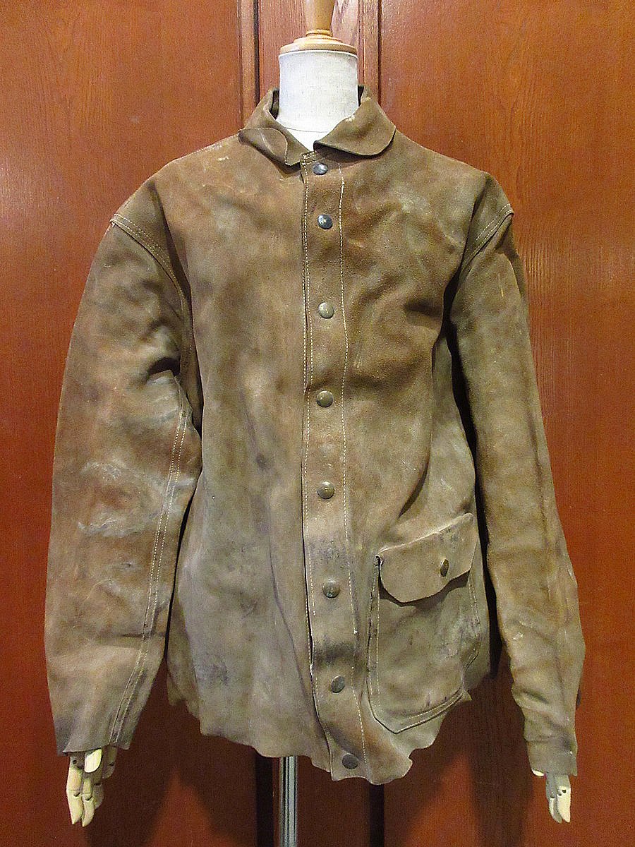 ビンテージ~60's○スウェードウェルディングジャケット茶○240207i2-m