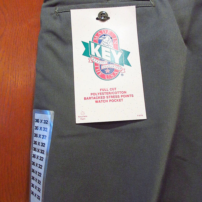 ビンテージ90's○DEADSTOCK KEY ワークパンツ深緑 表記W36 L32○2107
