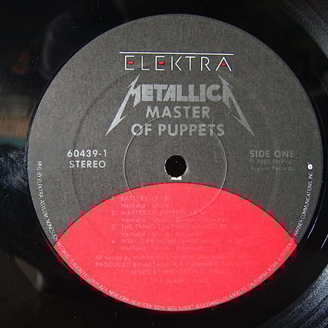 METALLICA●MASTER OF PUPPIES ELEKTRA 60439-1●211008t1-rcd-12-rkレコード米LP米盤US盤メタリカメタルマスター