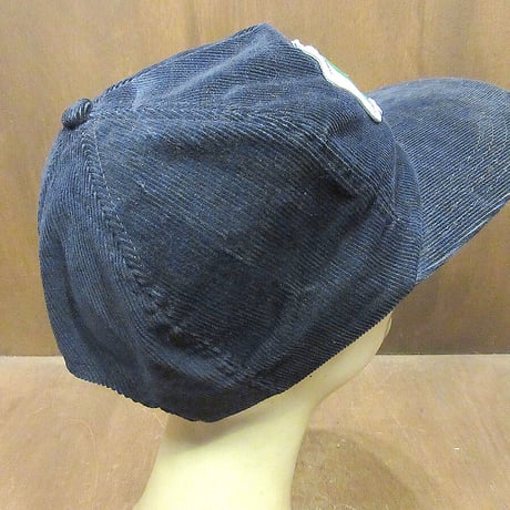 ビンテージ80’s●JUNEAUワッペン付きコーデュロイスナップバックキャップ紺●230920j3-m-cp-ot古着1980s帽子